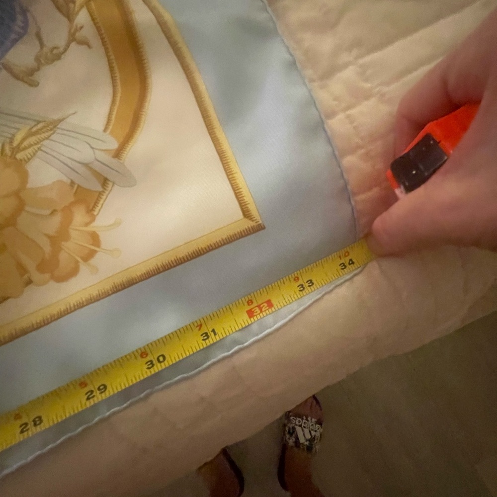 Hermes Silk Scarf in Cream, Gold and Light Blue - Picture 8 of 10
